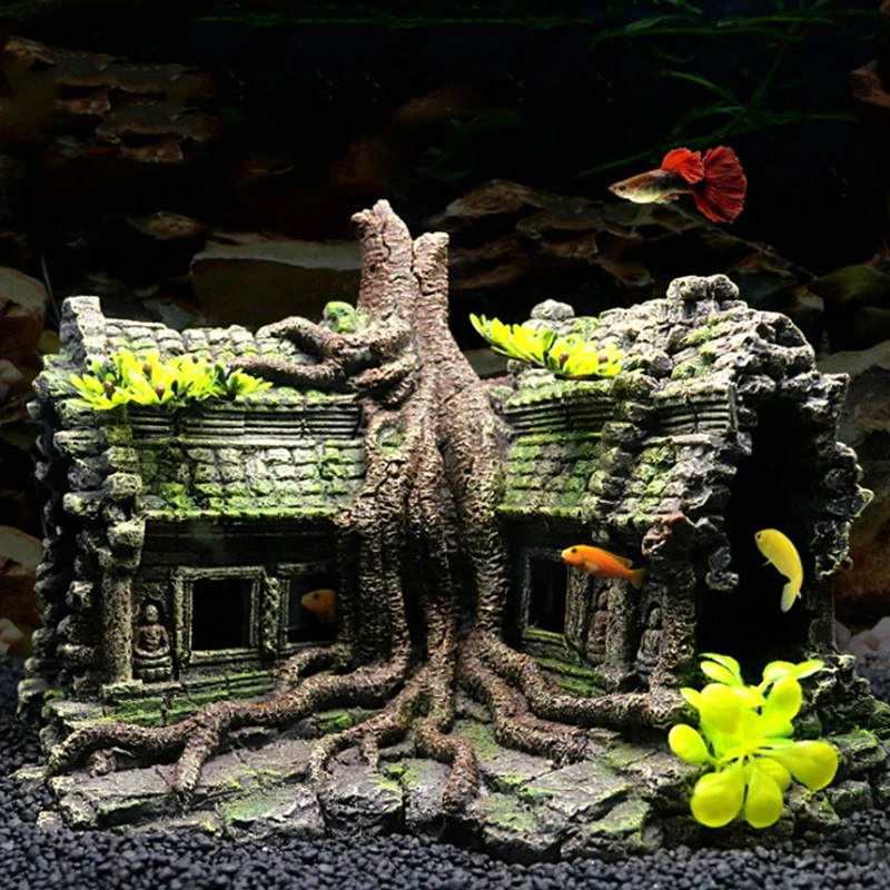 Pet Supplies Fish - ديكور حوض السمك على شكل بيت