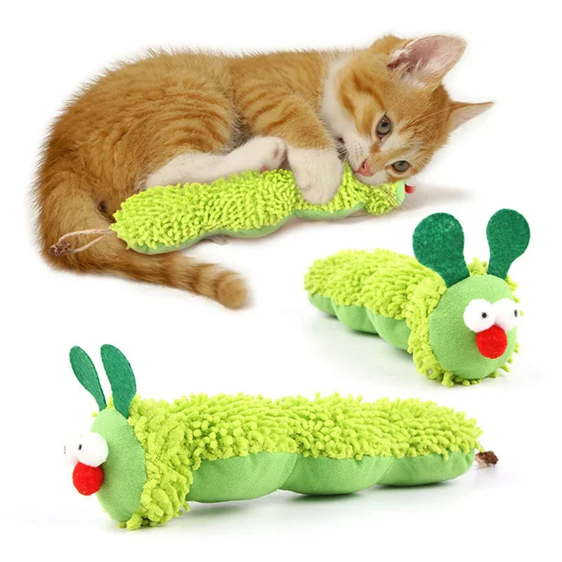 Catnip Toys - ألعاب القطط: دمية دودة قطيفة مقاومة
