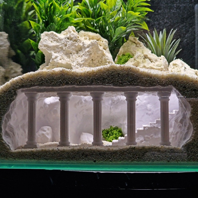 Pet Supplies Fish - كهف لحوض السمك، عمود روماني اصطناعي،