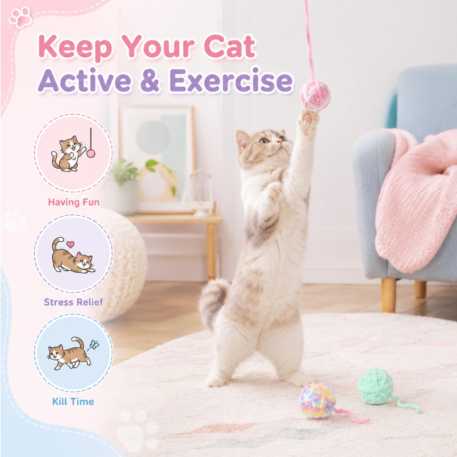 كرات ألعاب القطط من الخيوط الص - مراجعة Catnip Toys وسعره